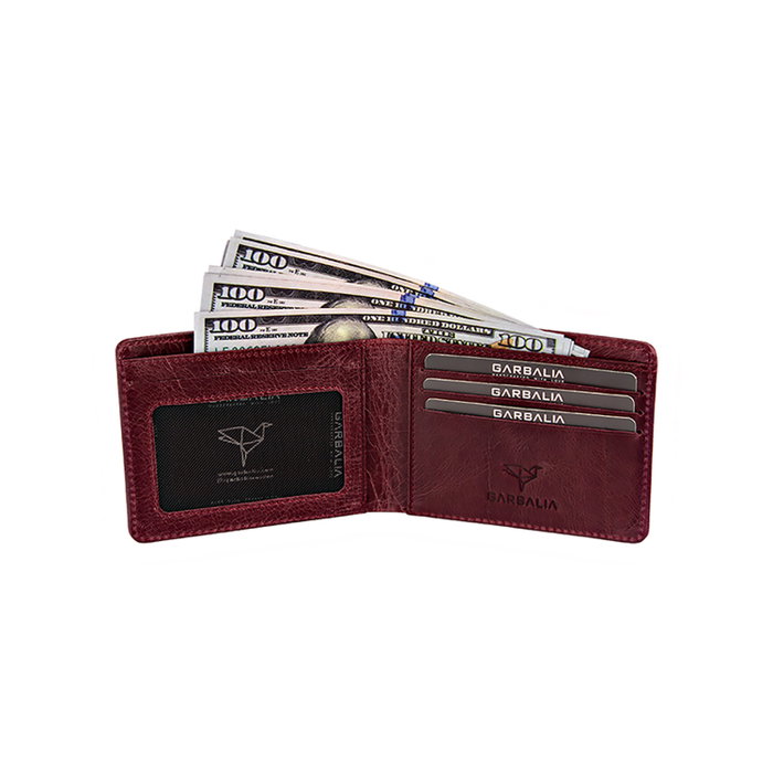 Zoozie Bags Cartera para Hombre Rojo Claret de Piel Genuina Lujosa y Elegante